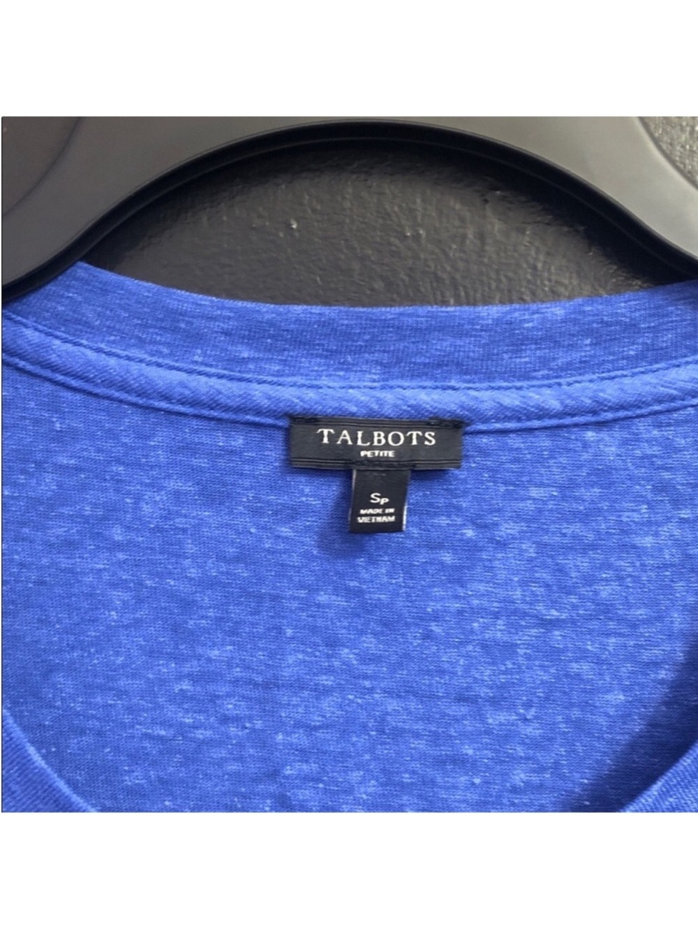 Talbots Cobalt Blue Short Sleeve Tee with Shoulder Buttons - Picture 3 of 4